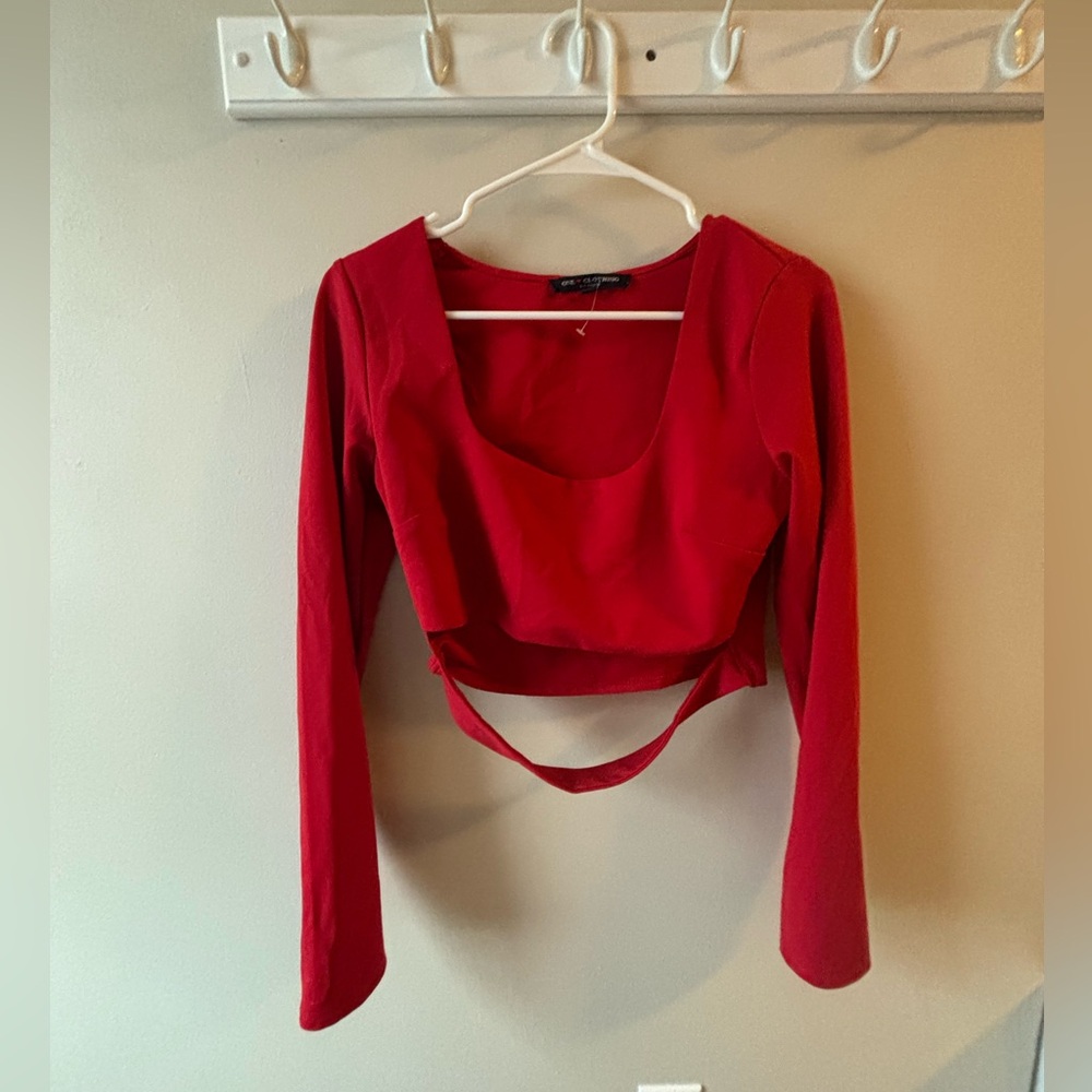 Red Long Sleeve Women's Top